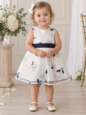 NWT Abel & Lula Flower Girl Floral Embroidered Tulle Bow Princess Dress Size 18M